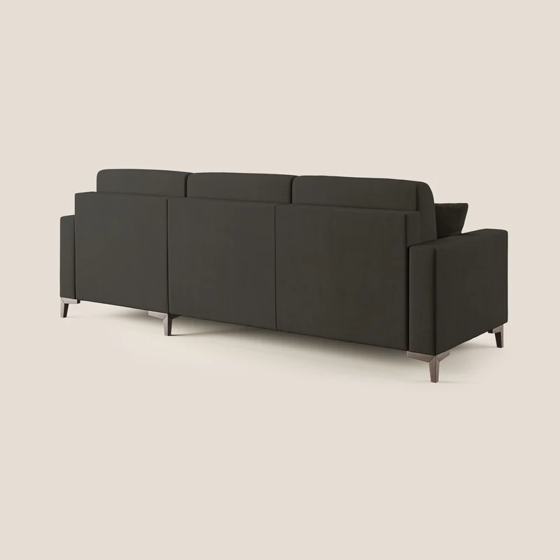 Kafka canapé d'angle convertible en tissu doux imperméable T02 noir