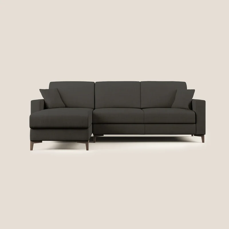Kafka canapé d'angle convertible en tissu doux imperméable T02 noir