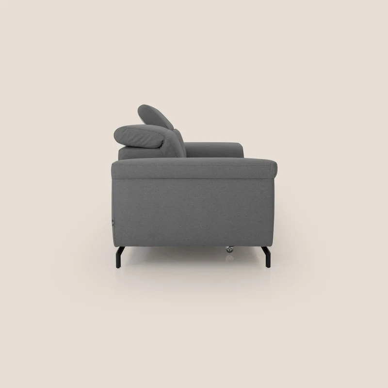 Aisha canapé avec repose-pieds extractible pieds hauts et têtières réglables en tissu détachable T05 anthracite