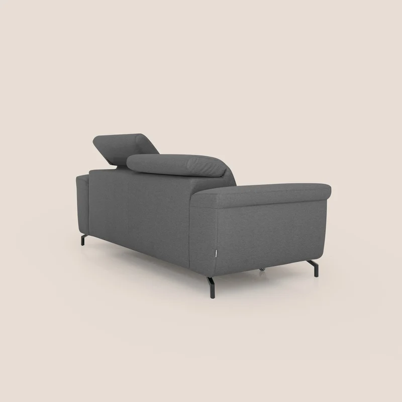 Aisha canapé avec repose-pieds extractible pieds hauts et têtières réglables en tissu détachable T05 anthracite