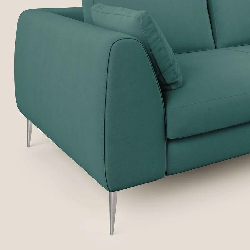 Plano canapé moderne en microfibre technique détachable T11 bleu canard