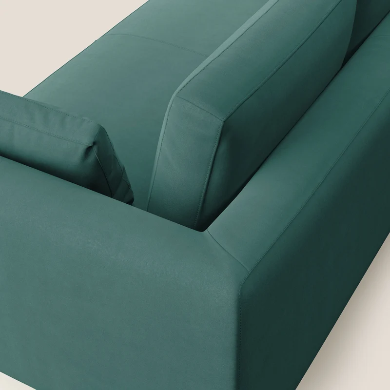 Plano canapé moderne en microfibre technique détachable T11 bleu canard