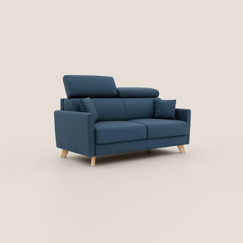 Francy canapé convertible avec têtières réglables en tissu détachable T17 bleu