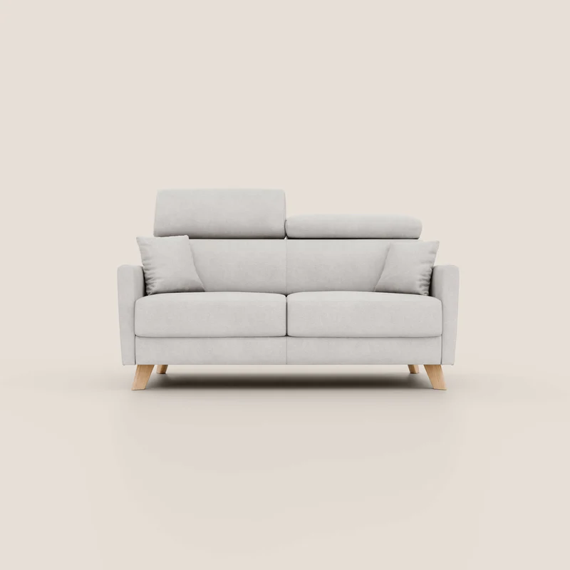 Francy canapé convertible avec têtières réglables en tissu détachable T17 blanc