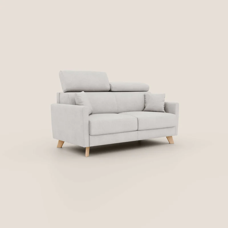 Francy canapé convertible avec têtières réglables en tissu détachable T17 blanc