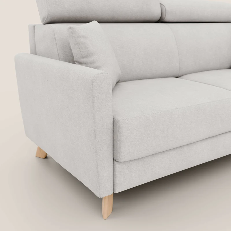 Francy canapé convertible avec têtières réglables en tissu détachable T17 blanc