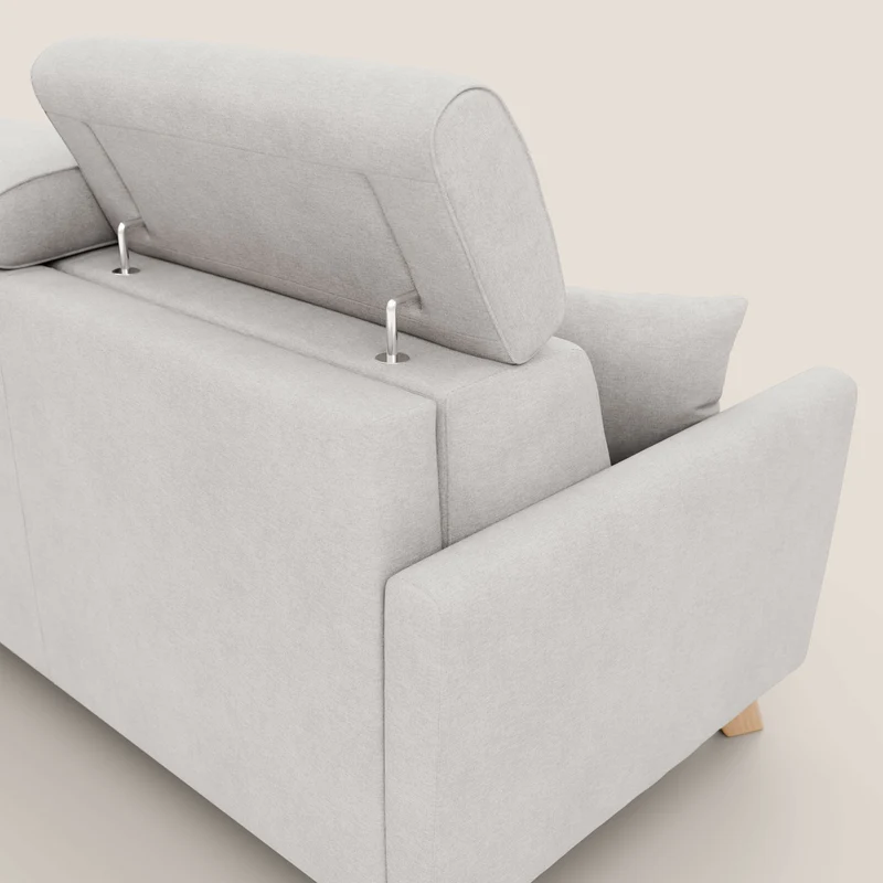 Francy canapé convertible avec têtières réglables en tissu détachable T17 blanc