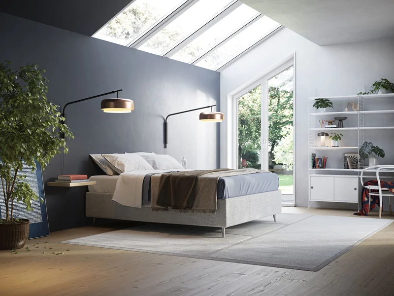 Febe sommier compact avec coffre de grande capacité en tissu imperméable T03 gris clair