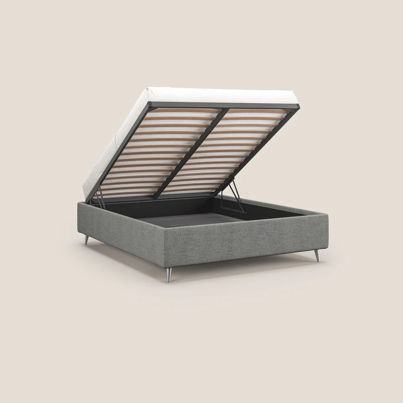 Febe sommier compact avec coffre de grande capacité en tissu imperméable T03 gris clair