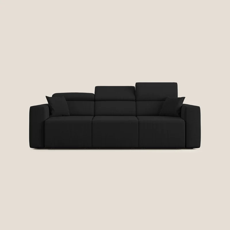 Orwell canapé avec 3 assises extractibles en microfibre détachable T11 noir