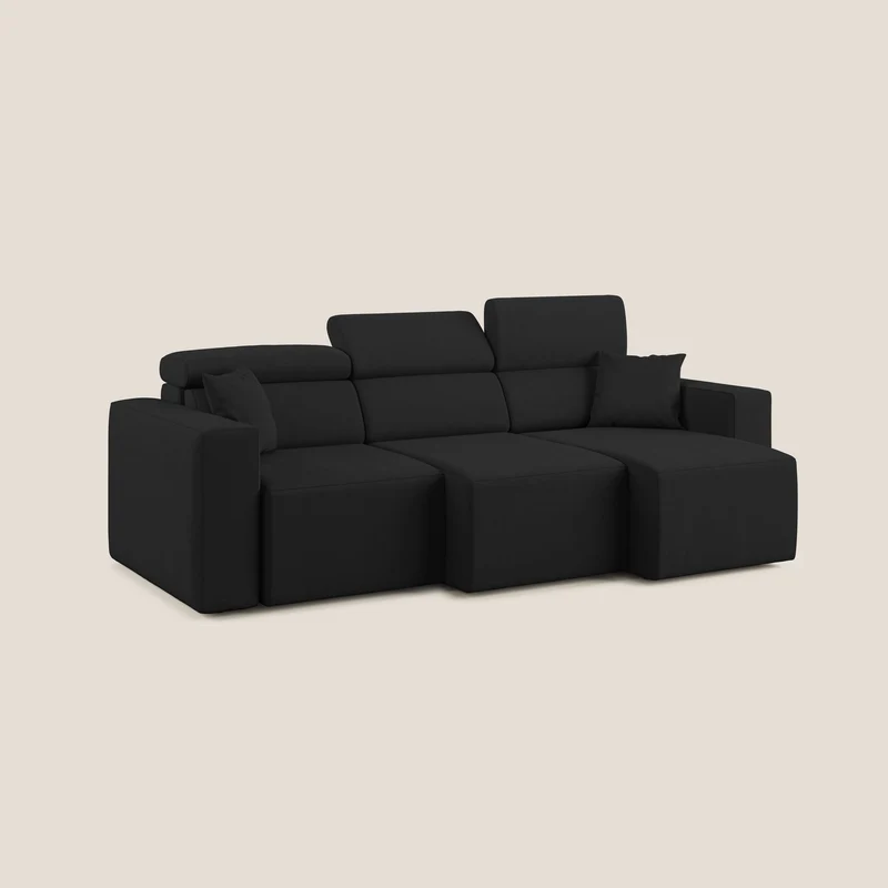 Orwell canapé avec 3 assises extractibles en microfibre détachable T11 noir