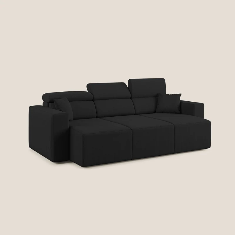 Orwell canapé avec 3 assises extractibles en microfibre détachable T11 noir