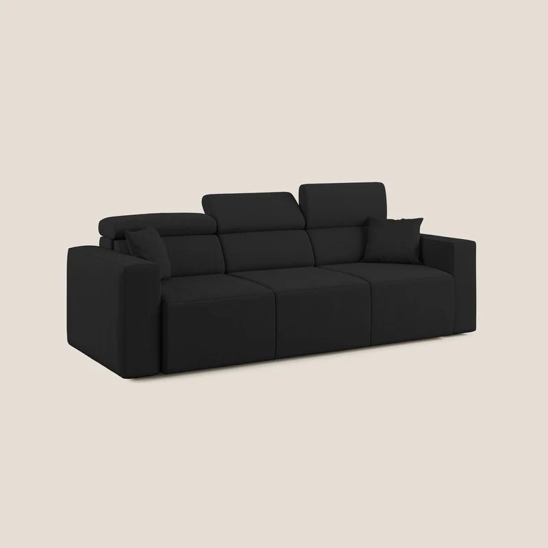Orwell canapé avec 3 assises extractibles en microfibre détachable T11 noir