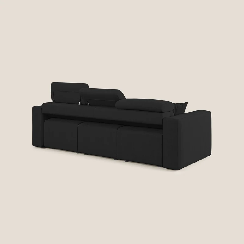 Orwell canapé avec 3 assises extractibles en microfibre détachable T11 noir