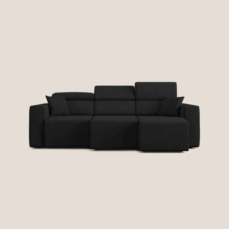 Orwell canapé avec 3 assises extractibles en microfibre détachable T11 noir