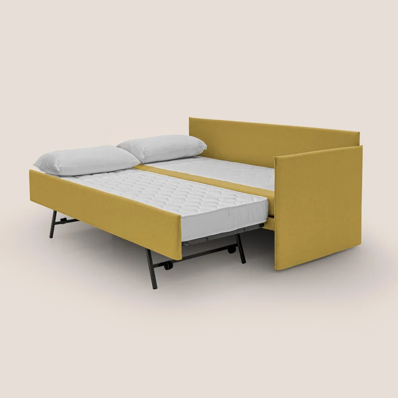 Durini Canapé duplex avec lits jumeaux et tissu effet coton imperméable T13 jaune