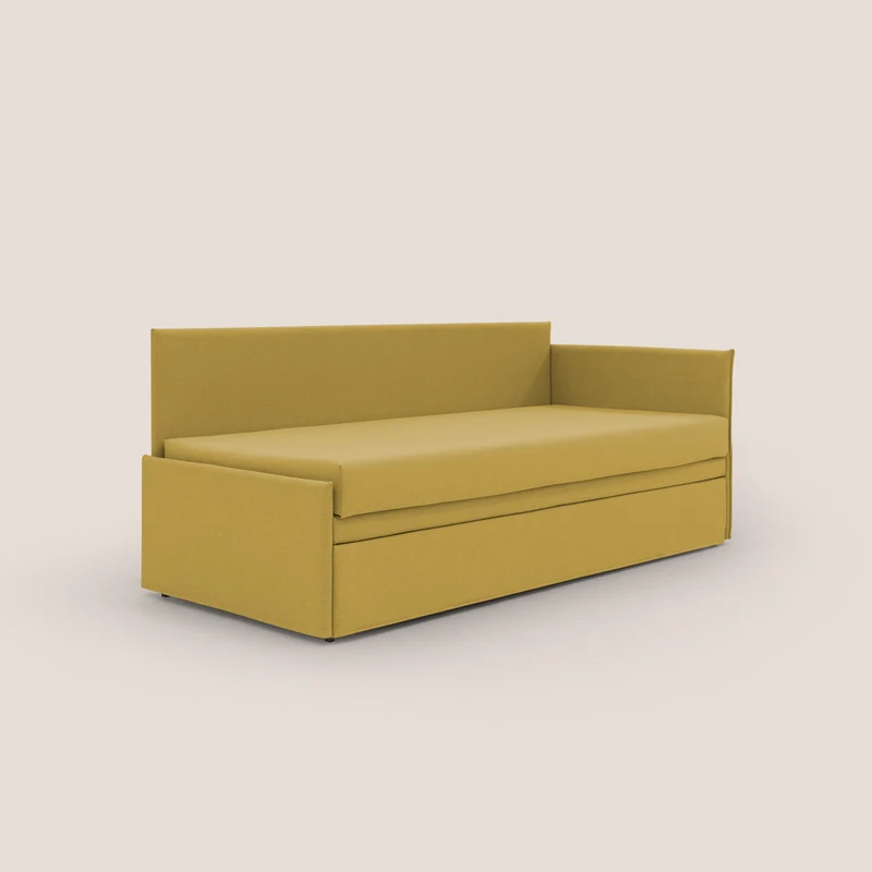Durini Canapé duplex avec lits jumeaux et tissu effet coton imperméable T13 jaune