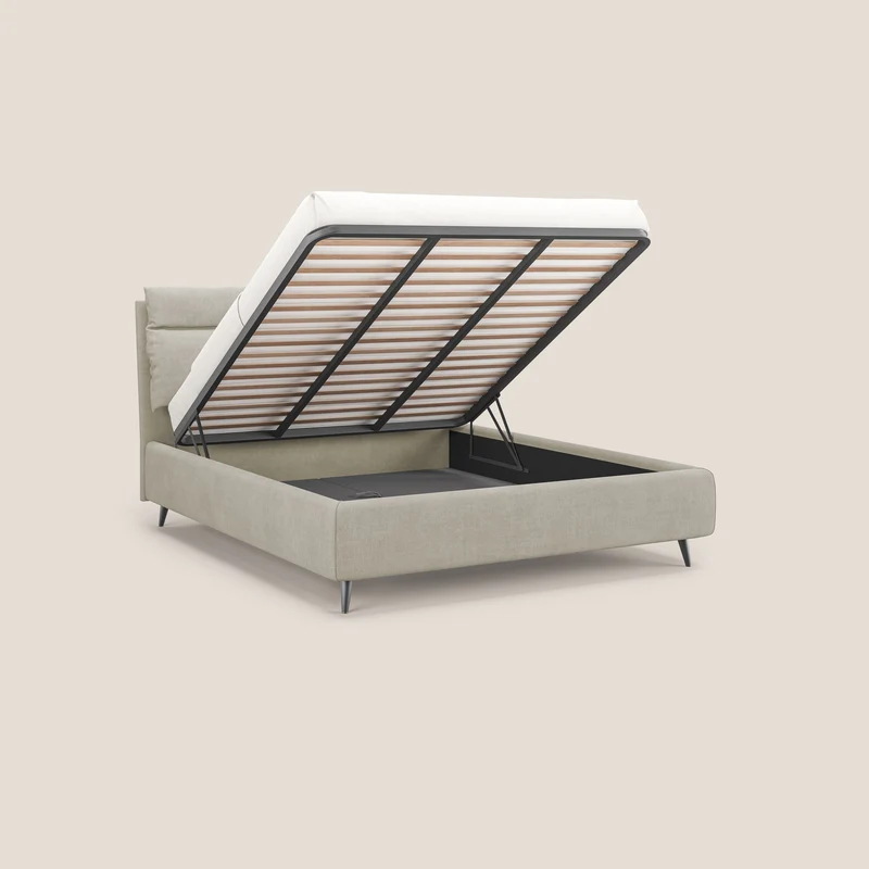 Jerry lit coffre et coussins réglables en tissu détachable T17 crème