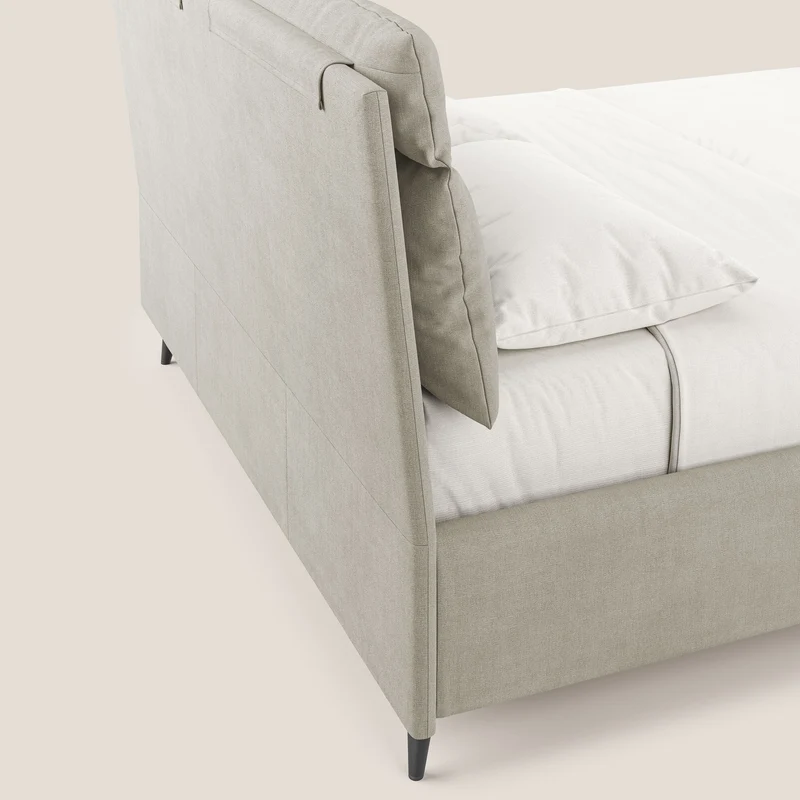 Jerry lit coffre et coussins réglables en tissu détachable T17 crème
