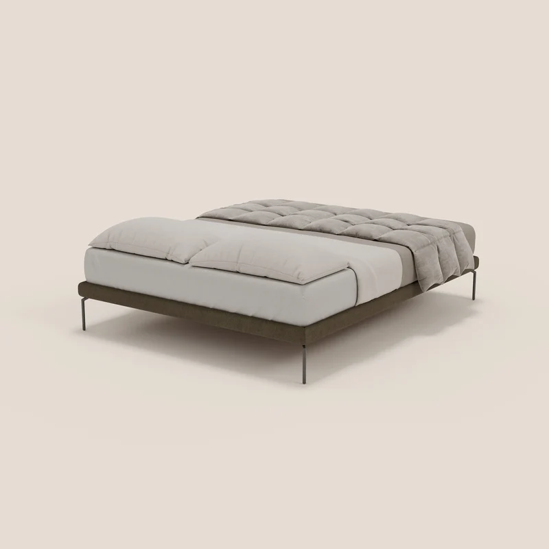 Ring sommier déhoussable avec pieds H 24cm en tissu imperméable T14 marron