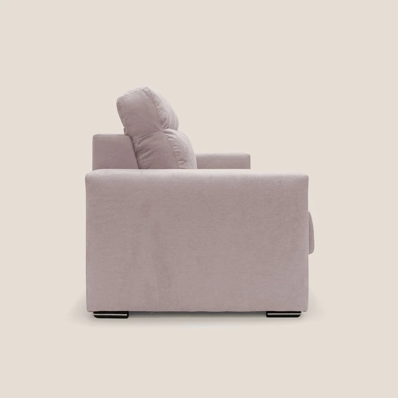 Nikita canapé lit convertible avec haut dossier moelleux en tissu doux imperméable T02 rose