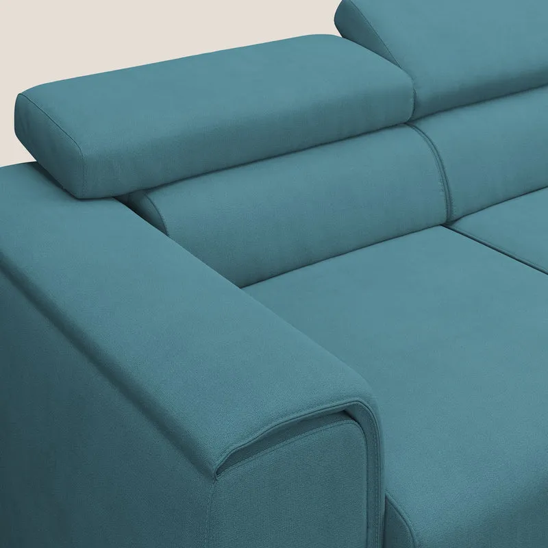 Zeno Canapé avec pouf extractible à 3 assises en tissu doux imperméable T02 bleu ciel