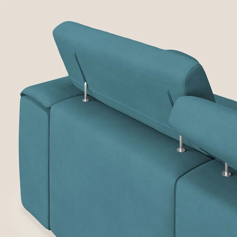 Zeno Canapé avec pouf extractible à 3 assises en tissu doux imperméable T02 bleu ciel