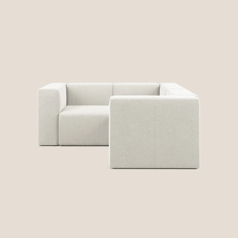 Nettuno canapé d'angle reversible modulable en bouclette douce T07 blanc