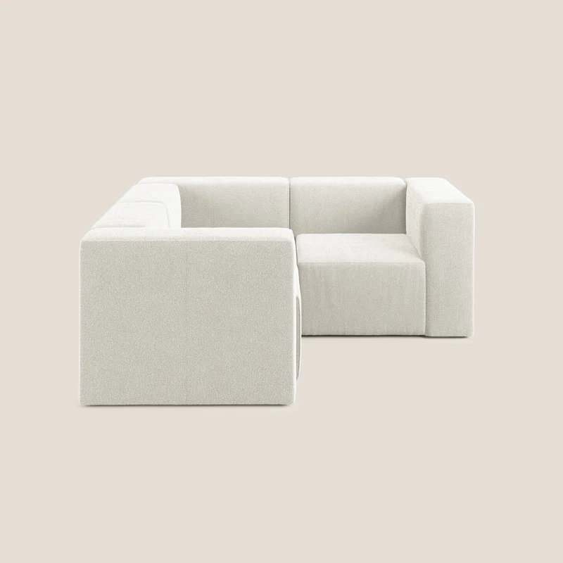 Nettuno canapé d'angle reversible modulable en bouclette douce T07 blanc