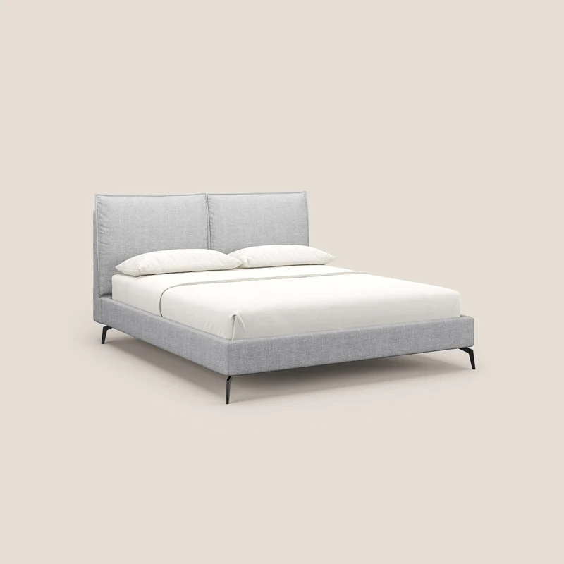 Cloe lit rembourré avec pieds en métal déhoussable en tissu imperméable T06 gris