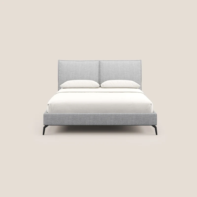 Cloe lit rembourré avec pieds en métal déhoussable en tissu imperméable T06 gris