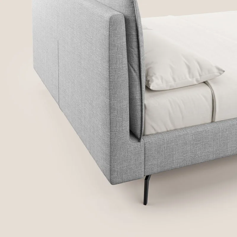 Cloe lit rembourré avec pieds en métal déhoussable en tissu imperméable T06 gris