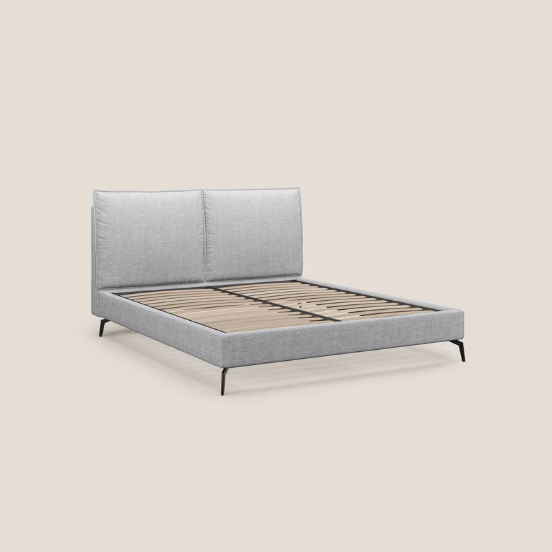 Cloe lit rembourré avec pieds en métal déhoussable en tissu imperméable T06 gris