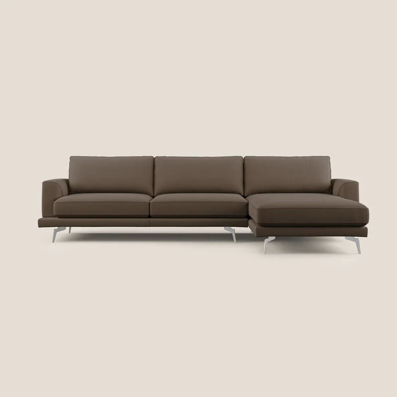 Dorian canapé d'angle moderne en tissu doux anti-tache T05 marron