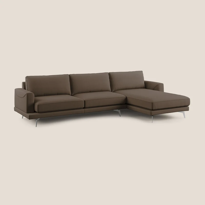 Dorian canapé d'angle moderne en tissu doux anti-tache T05 marron