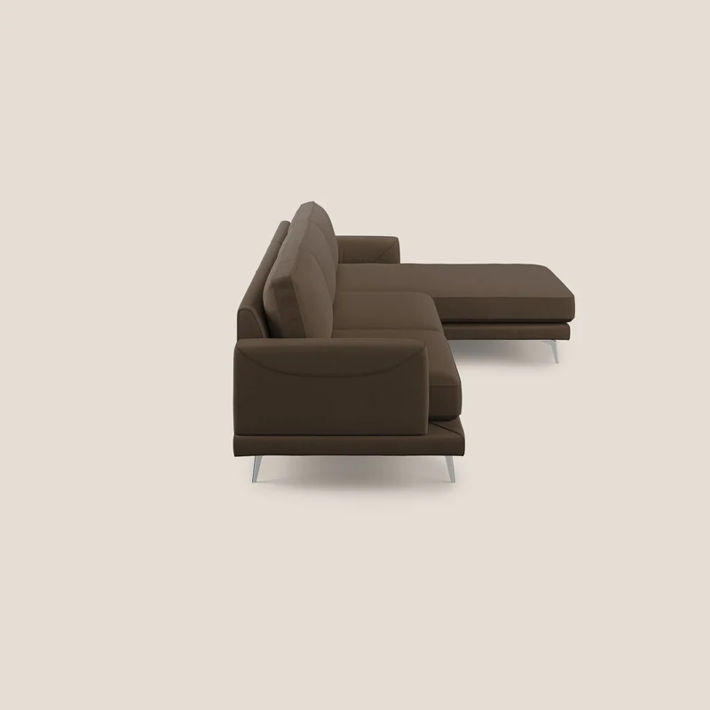 Dorian canapé d'angle moderne en tissu doux anti-tache T05 marron