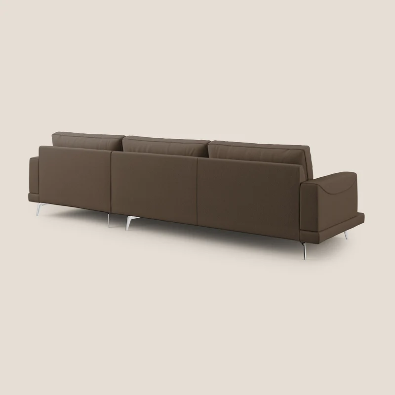 Dorian canapé d'angle moderne en tissu doux anti-tache T05 marron