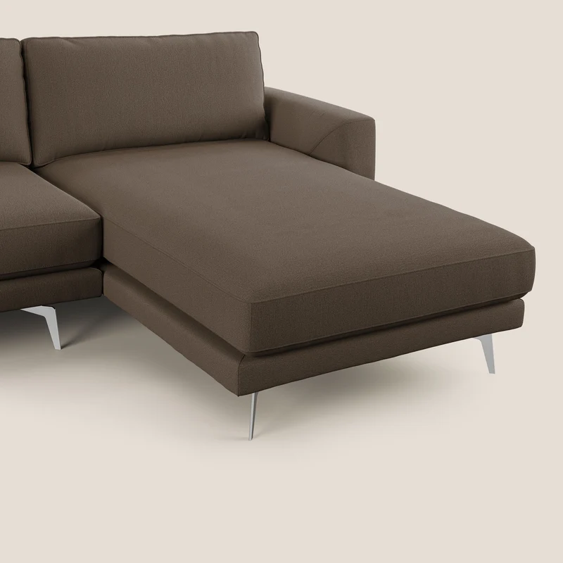 Dorian canapé d'angle moderne en tissu doux anti-tache T05 marron