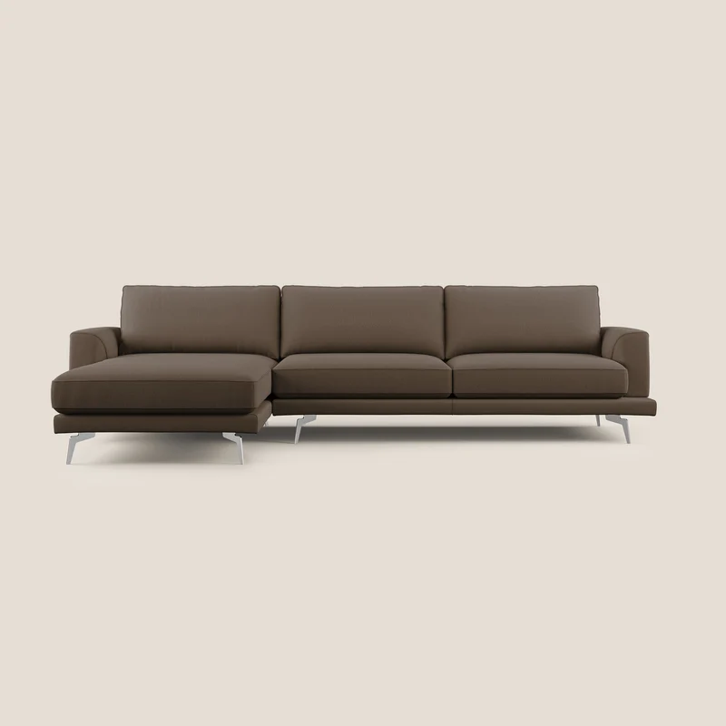 Dorian canapé d'angle moderne en tissu doux anti-tache T05 marron