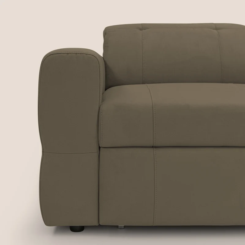 Kronos Canapé d'angle avec pouf extractible et coffre de rangement en microfibre imperméable T11 marron