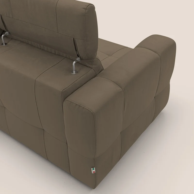 Kronos Canapé d'angle avec pouf extractible et coffre de rangement en microfibre imperméable T11 marron