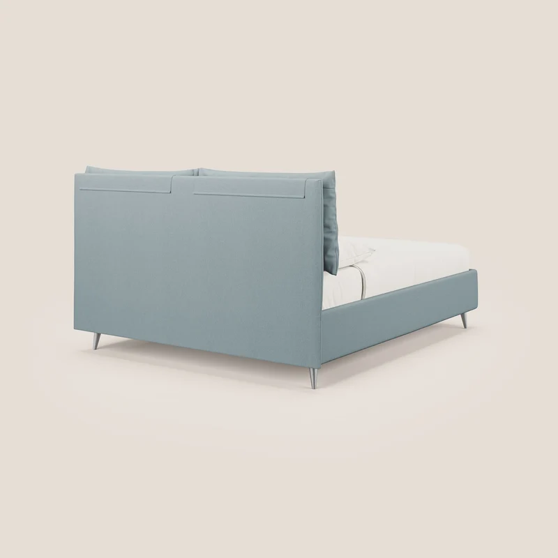 Elsa lit rembourré avec coffre de rangement en tissu détachable T05 bleu gris