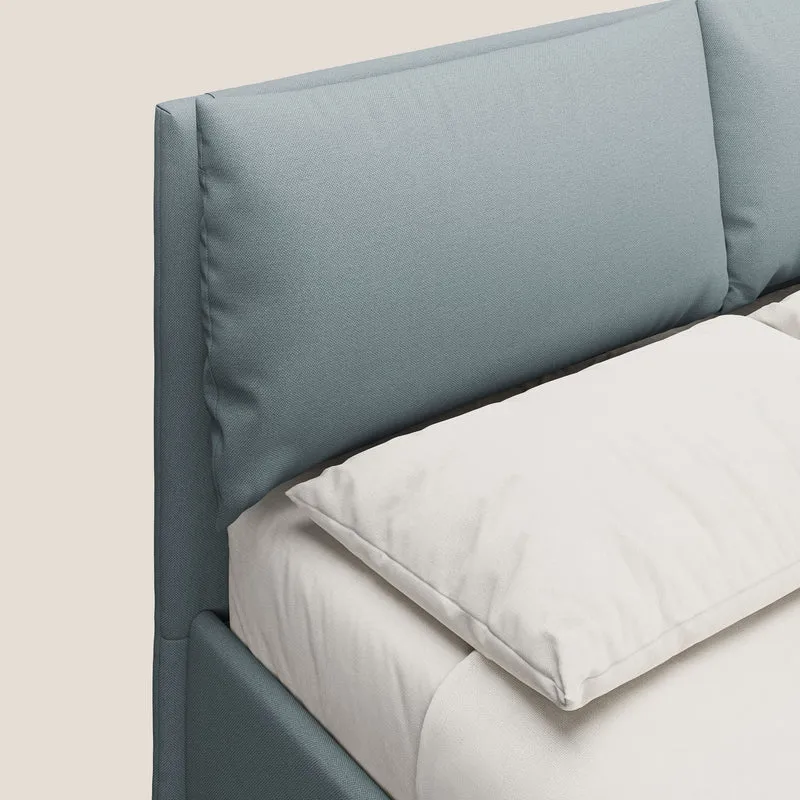 Elsa lit rembourré avec coffre de rangement en tissu détachable T05 bleu gris