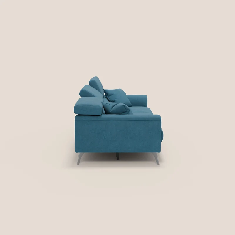 Caravaggio canapé 3 assises extensibles et têtières réglables en tissu imperméable T02 bleu clair