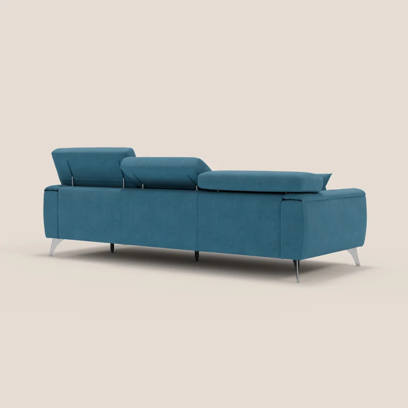 Caravaggio canapé 3 assises extensibles et têtières réglables en tissu imperméable T02 bleu clair