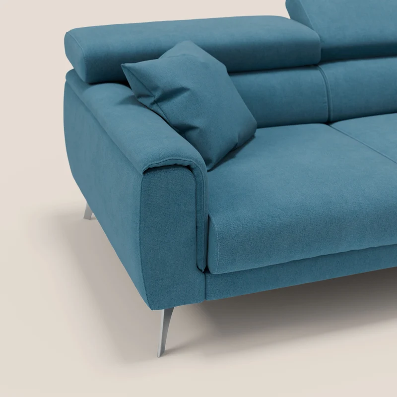 Caravaggio canapé 3 assises extensibles et têtières réglables en tissu imperméable T02 bleu clair