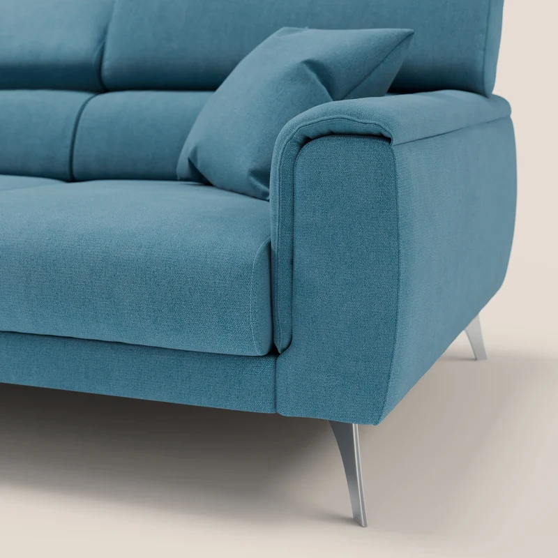 Caravaggio canapé 3 assises extensibles et têtières réglables en tissu imperméable T02 bleu clair