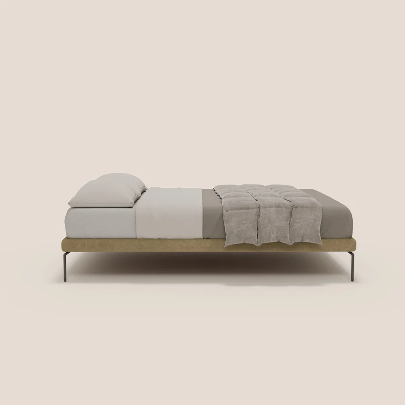 Ring sommier déhoussable avec pieds H 24cm en tissu imperméable T14 beige