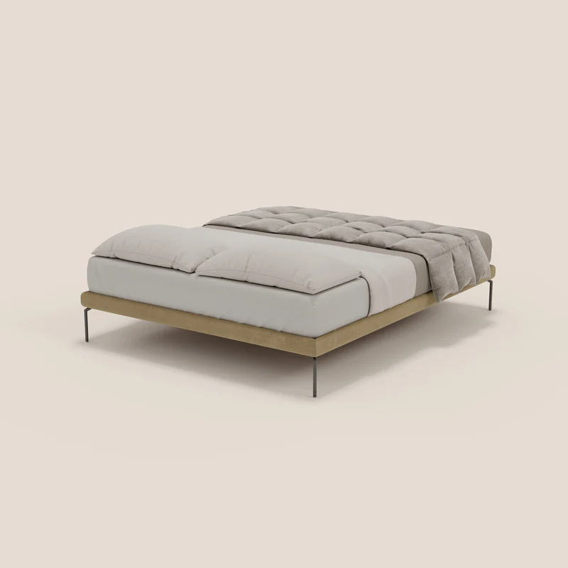 Ring sommier déhoussable avec pieds H 24cm en tissu imperméable T14 beige
