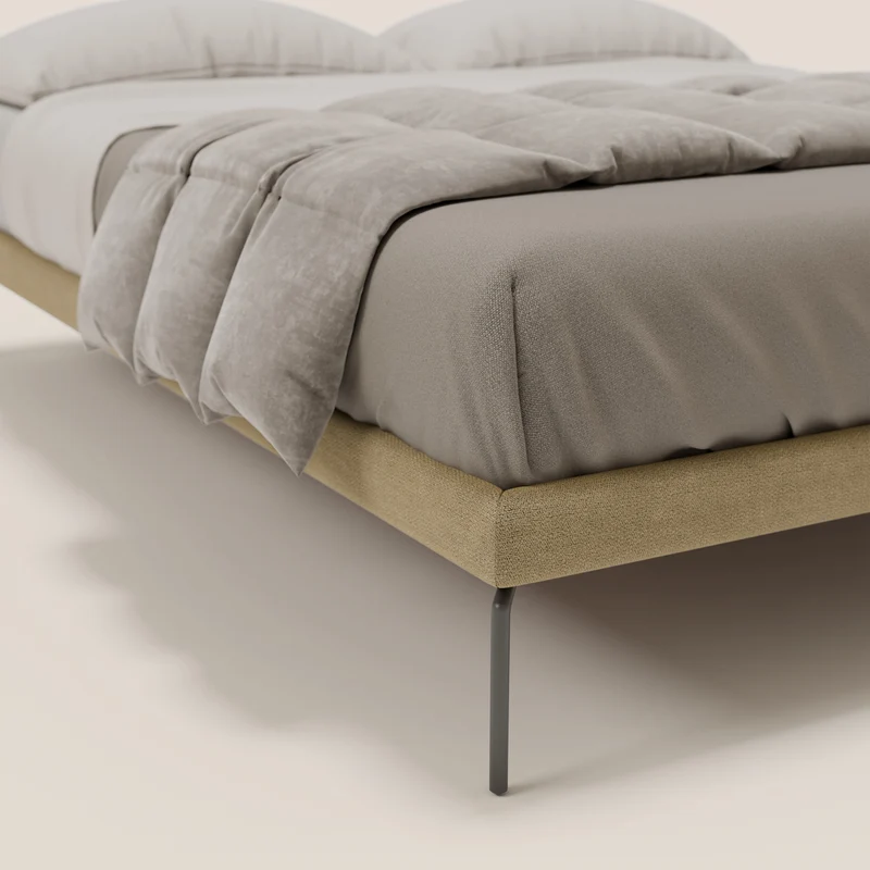 Ring sommier déhoussable avec pieds H 24cm en tissu imperméable T14 beige